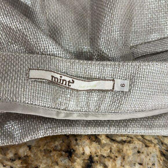 Mint Linen Cotton Silver Shimmer Mid Rise Shorts With Pockets Size 6 - Picture 4 of 10